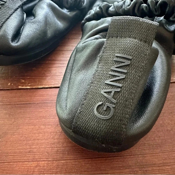 Ganni Leather Scrunchie Ballet Flats - Picture 3 of 6